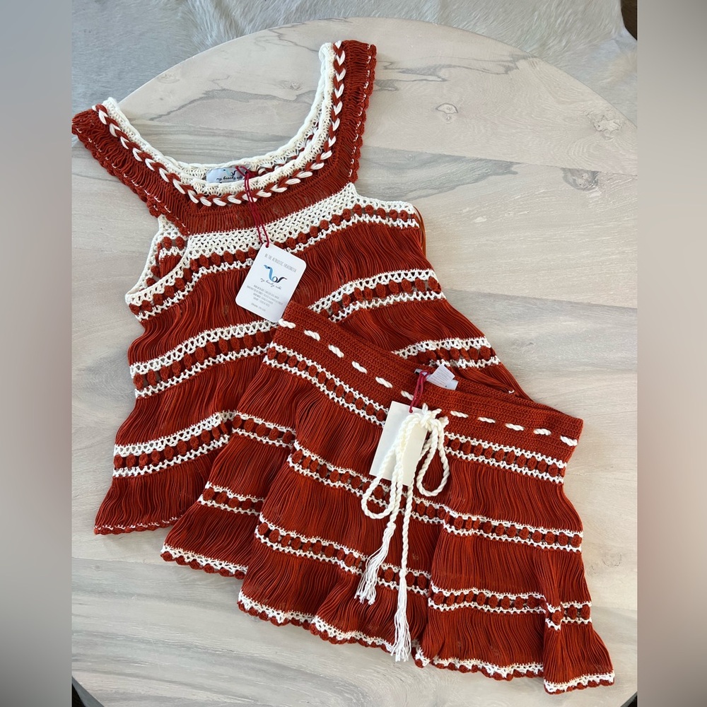 My Beachy Side Bonbon Hand Crocheted Skirt & Top Set ASO The White Lotus